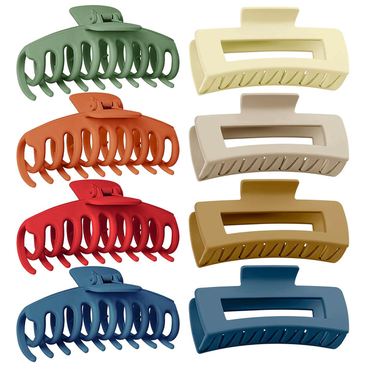 8 Pack Big Hair Claw Clips for Women Large Claw Clip for Thin Thick Curly Hair 90'S Strong Hold 4.33 Inch Nonslip Matte Jumbo Hair Clips (8 Pcs)