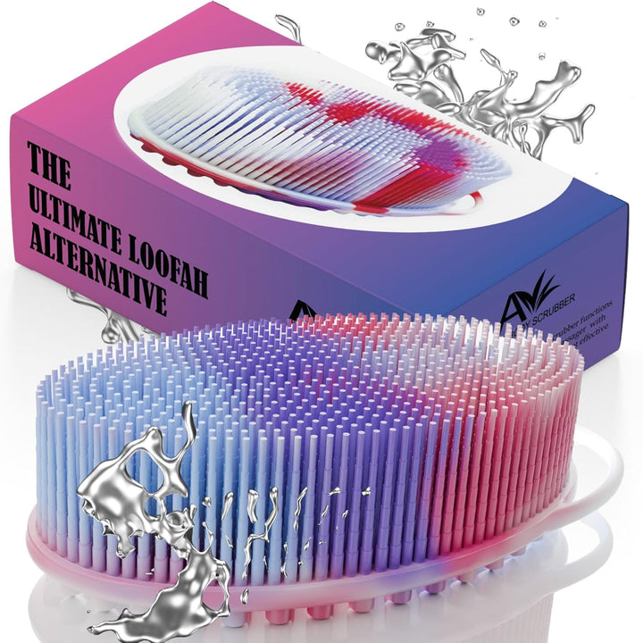 Silicone Body Scrubber – Gentle Shower Brush & Loofah Alternative- Food Grade & Lab Tested – Fast-Drying, Hygienic, Bpa-Free Silicone Body Gentle Exfoliator (Lavender, Massage)