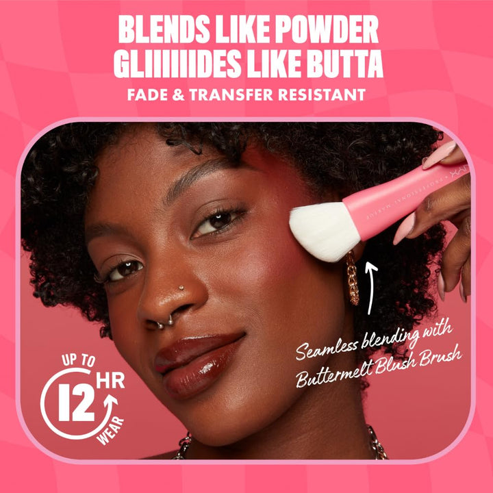 Buttermelt Powder Blush, Fade and Transfer-Resistant Blush, up to 12HR Make up Wear, Vegan Formula - Back and Butta