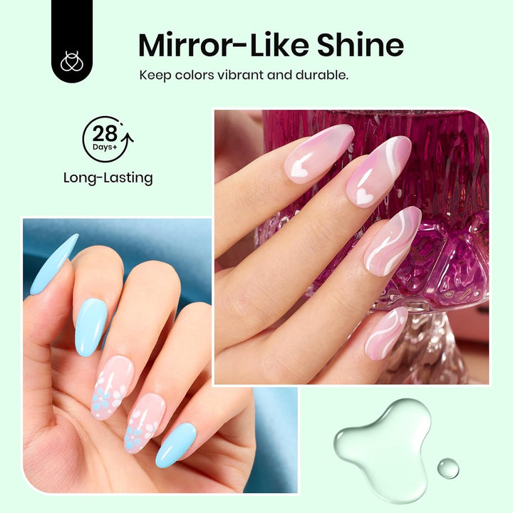 Beetles 2Pcs 15Ml Gel Base and Top Coat Set - Upgrade No Wipe Extra Glossy Top Coat Finish for Gel Nail Polish, Soak off UV/LED Lamp Needed, Essentials for Long-Lasting Manicure Halloween Kit