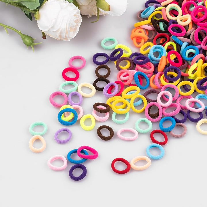 350 PCS Multicolor Cotton Hair Ties – Small Baby Hair Elastics for Kids and Girls, No Crease Finger Ponytail Holders (20 Colors)
