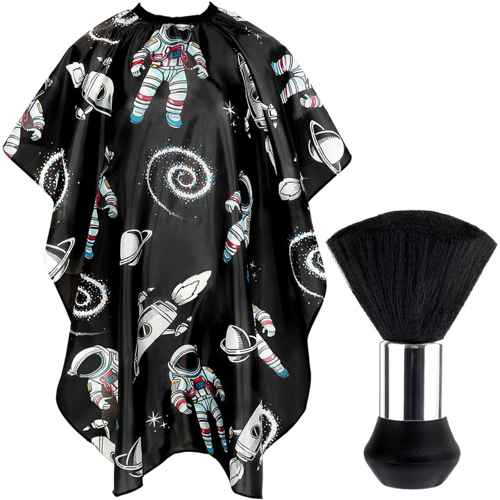 Kids Hair Cutting Cape,Professional Kids Barber Cape and Neck Duster Brush Cartoon Hairdresser Apron with Adjustable Closure for Children Salon Barber Supplies for Kids & Adults 55X39 Inches