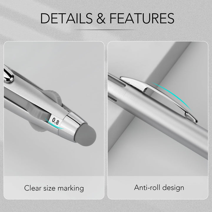 4-In-1 Nail Dotting Pen, Manicure Art Tools in Ballpoint Design with Size Marking and Pressing Head, Perfect for Painting, Sculpting, Rhinestones DIY and Salon, Silver