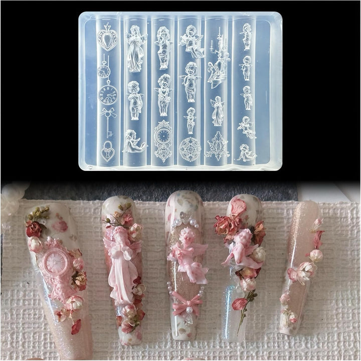 3D Lace Nail Art Molds Design, Silicone Nails Tool Y2K Decoration