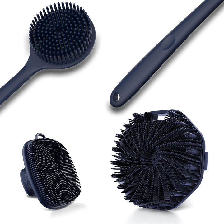 Silicone Body Scrubber, Exfoliating Body Wash Scrubbers Exfoliator, Shower Body Brush for Effective Showering Exfoliation and Gentle Massage (Black)