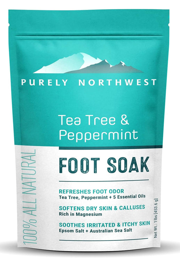 Epsom Salt Tea Tree Foot Soak-Toenail Repair, Softens Thick Calluses & Corns, Stubborn Foot Odor, Athletes Foot Burning & Itching, Damaged Discolored Nails:  USA 16 Ounces/1Lb
