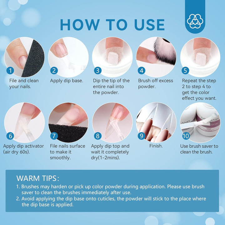 Clear Dip Powder - 2.1 Oz/ 60G Dipping Powder Set Crystal Clear for French Natural Nails Art Starter Manicure, Strengthen Nail Easy for Beginners to Use No Nail Lamp Needed