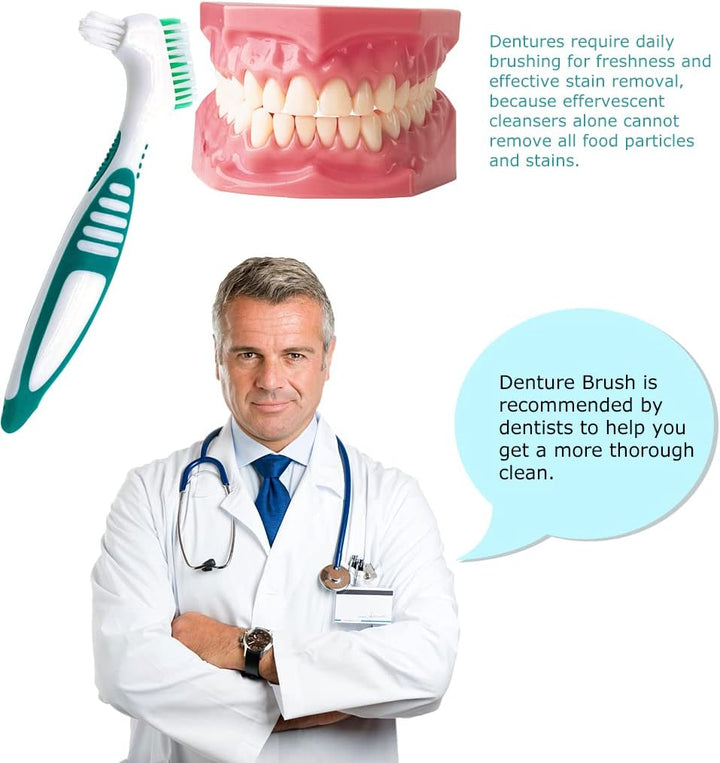 Premium Hygiene Denture Cleaning Brush Set, Multi-Layered Bristles & Ergonomic Rubber Handle, for Denture Care(Purple & Green)