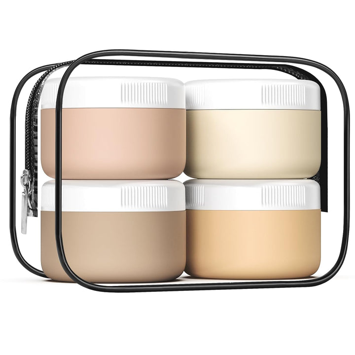Travel Containers for Toiletries, Silicone Cream Jars Bpa-Free, Leak-Proof 2Oz Travel Size Containers, Portable Size Silicone Jars with Lid for Cosmetic Face Hand Body Cream (4 Pack)