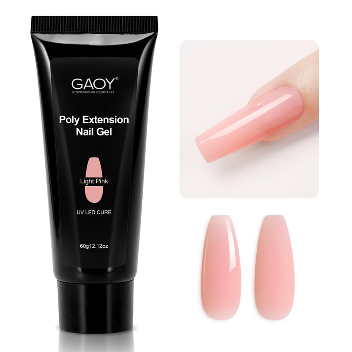 Poly Gel, 60G Nail Extension Gel, Pink Nude Builder Enhancement for Beginner & Professional Nail Art Salon DIY at Home