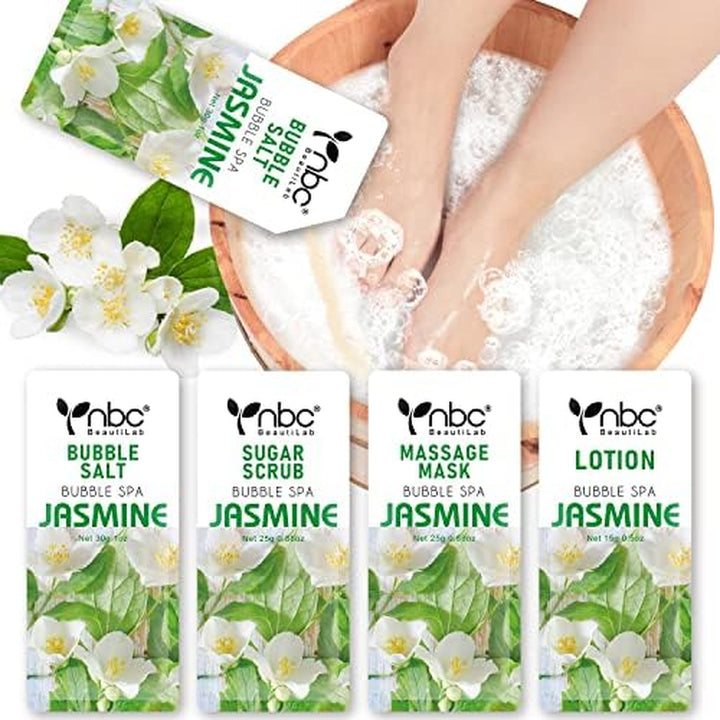 Pedicure Kit Foot Soak Set: Bubble Salt, Sugar Scrub, Massage Mask, Massage Lotion in a Box, 4 Step Foot Spa Kit for Dry Feet,Tired Feet（1 Set Lavender)