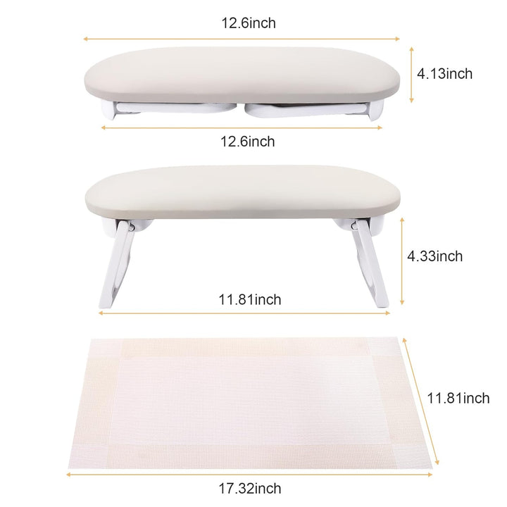 Nail Arm Rest, Foldable PU Leather Nail Hand Rest for Acrylic Nails Cushion Hand Holder, Nail Hand Pillow Nail Art Accessories Tool for Nails Tech Manicure Pedicure Salon Home Use - Light Gray