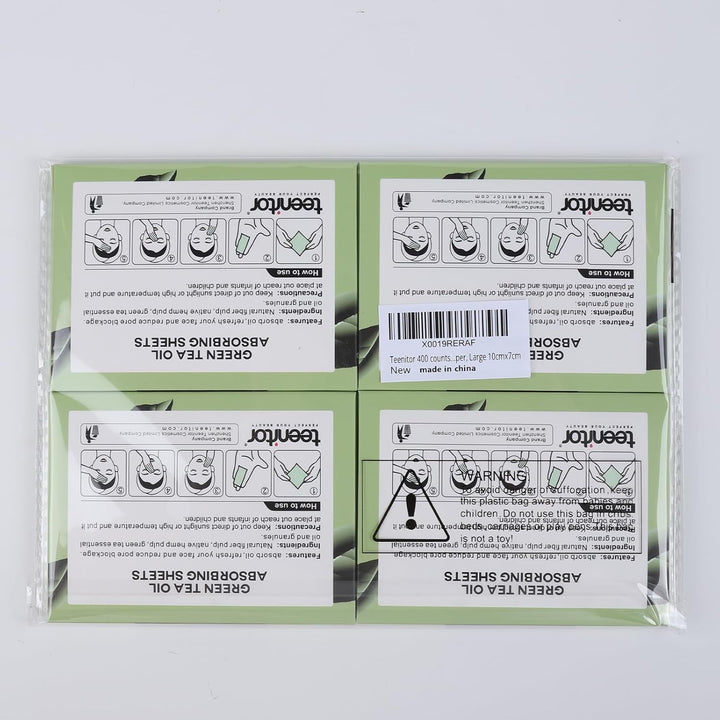 Oil Blotting Sheets for Face, 400 Sheets Green Tea Oil Absorbing Sheets Blotting Paper for Oily Skin, Oil Absorbent Pads Face Oil Wipes Oil Sheets for Women, Oil Control Film Large 10Cmx7Cm