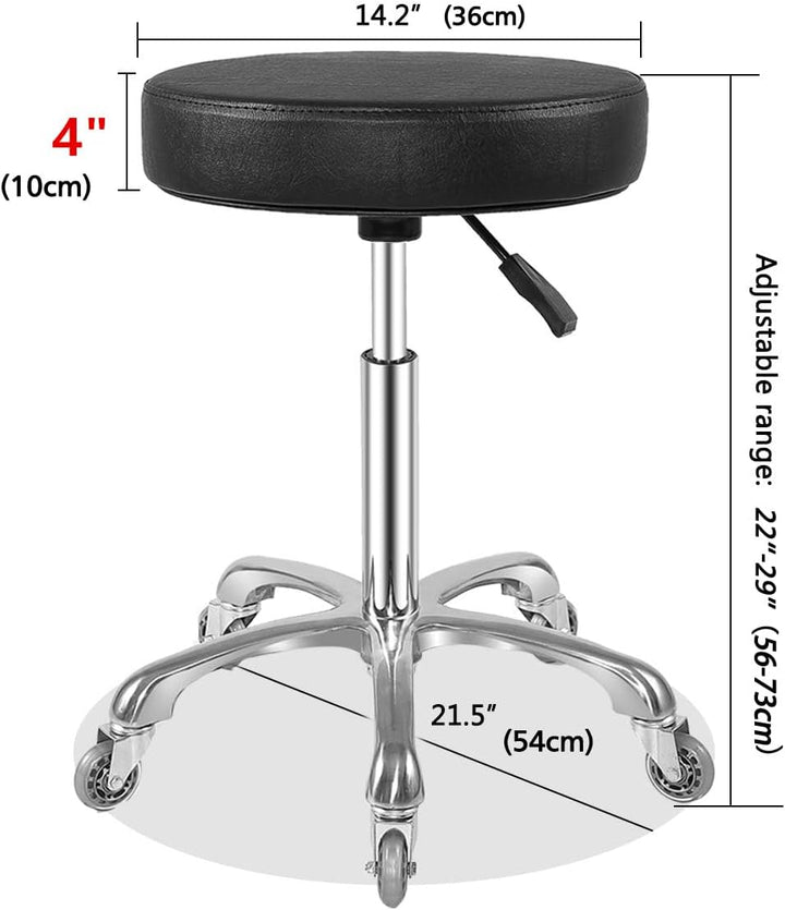 Rolling Stool with Wheels, Heavy Duty Hydraulic Massage Stool for Shop Guitar Lab Tattoo Workbench Medical, Adjustable Swivel Chair (Black)