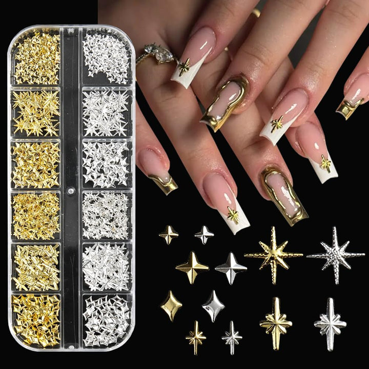 3D Mini Metal Punk Nail Art Studs Mixed Sizes Gold Black Cone Spikes Alloy Nail Rivets Jewelry for Women Goth Nail Art Charms Nails Accessories DIY Crafts Decorations