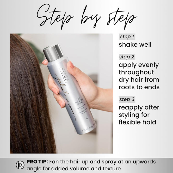 Kenra Platinum Dry Texture Spray 6 | Texture Defining Styler | Increases Texture & Fullness | Absorbs Oils & Impurities | Ultra-Lightweight, Non-Drying Formulation | All Hair Types