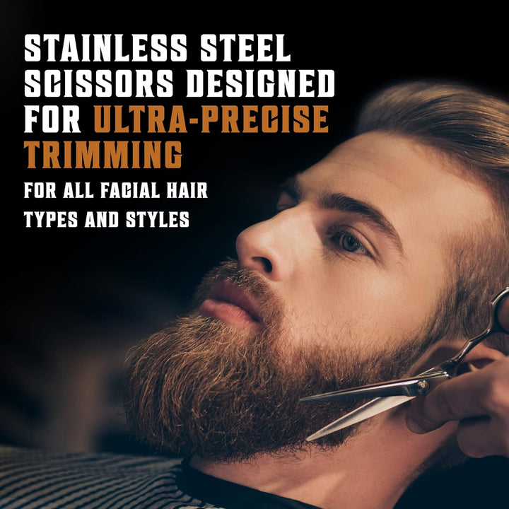 Beard Comb & Beard Brush Set for Men -- Natural Boar Bristle Brush and Dual Action Pear Wood Comb W/Velvet Travel Pouch - Great for Grooming Beards and Mustaches