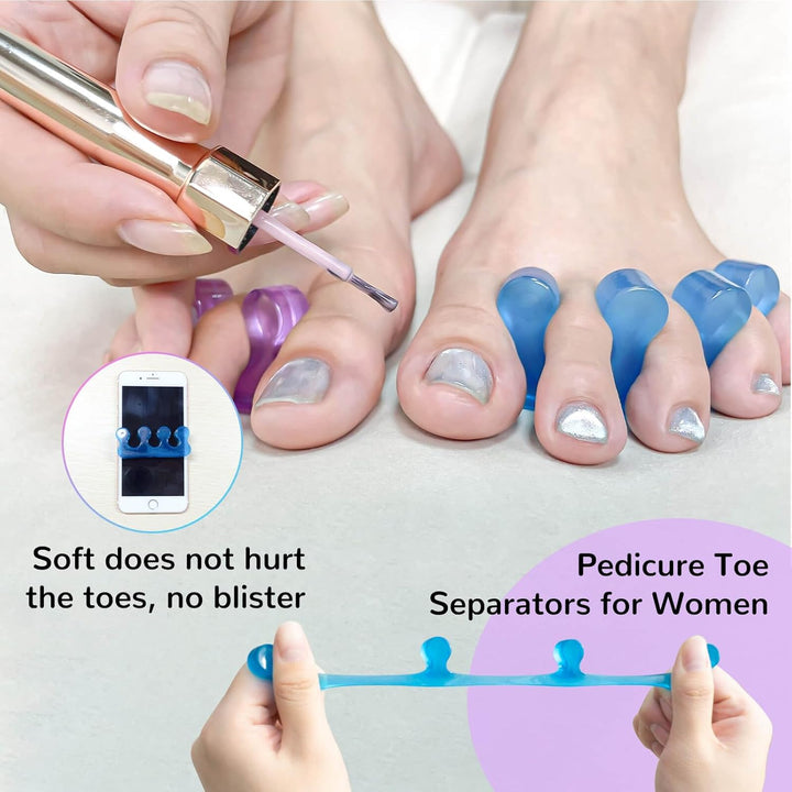 Toe Separators for Pedicure,Toe Separators for Women,Pedicure Toe Spacers for Separating Toenails or Nails,Easy Finger and Toenail Polish Grooming,Soft Gel Toe Spacers Pedicure Kit.