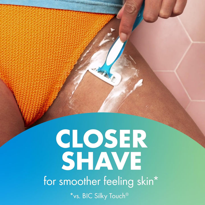 Soleil 4 Women'S Disposable 4 Blade Razors, Flexible Blades for a Closer Shave, 3-Pack