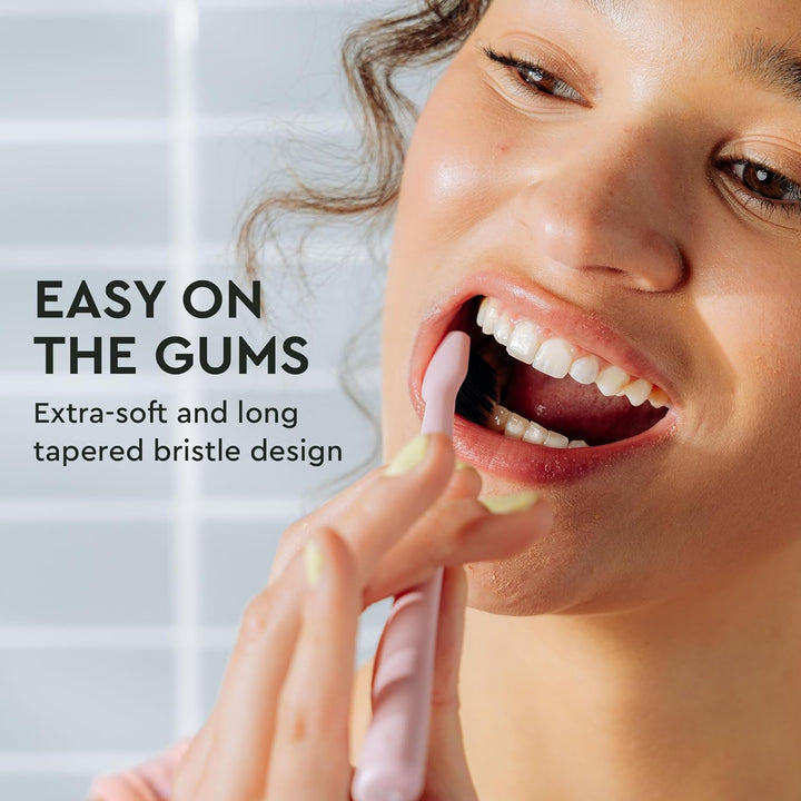 Classic Manual Toothbrush with Extra Soft Activated-Charcoal, Tapered Bristles, Bioplastic Handle That Includes Travel Cap, Dentist-Approved, Great for Adults and Kids, Mint (Pack of 1)