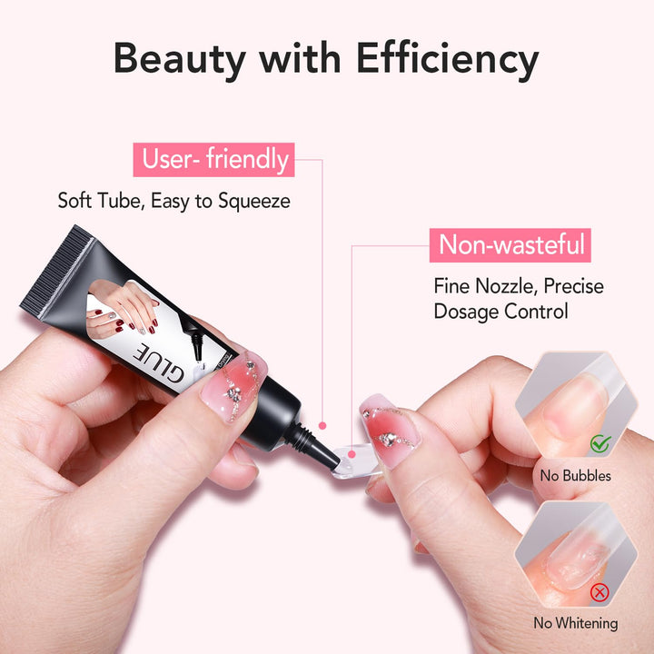 Newly Upgraded Quick Drying 10G Semi Solid Nail Glue with 10Ml Remover for Press on Nails Tips No Need for UV Lamp Long Lasting Fake Acrylic Nails Kit Glue Gel