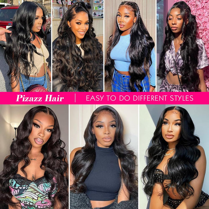 13X6 Body Wave Transparent Lace Front Wigs Human Hair Pre Plucked 180 Density HD Lace Frontal 9A Glueless Wigs with Baby Hair for Women 26Inch