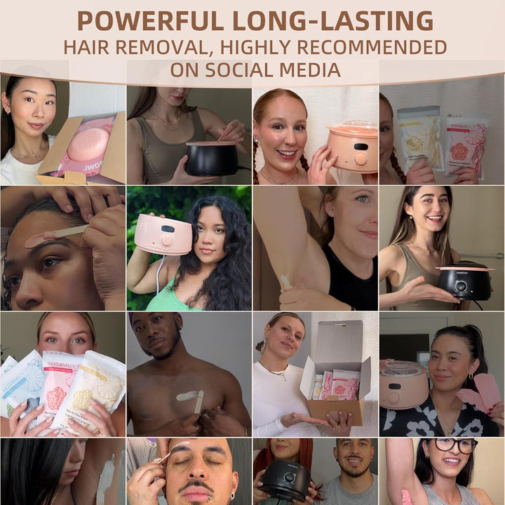 Wax Kit Pink Digital Hair Removal Waxing Kit for Women & Men Hot Wax Warmer Pot for Face, Eyebrow, Body, Brazilian, Bikini, Sensitive Skin Waxing Machine with 25 Accessories for Home Salon