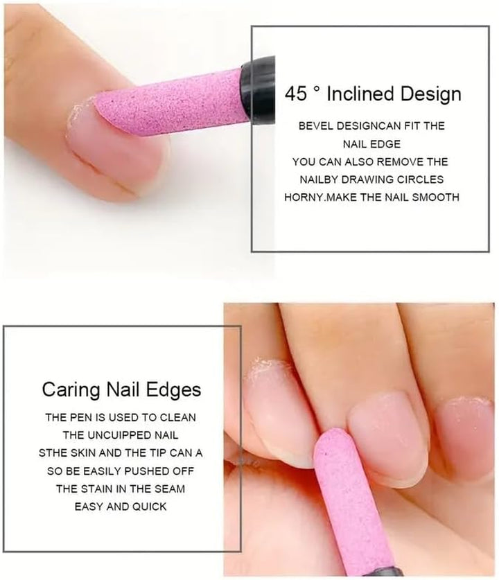 5PCS Quartz Nail Buffer and Cuticle Remover Stick Professional Nail Care Tool for Dead Skin Removal and Smoothing