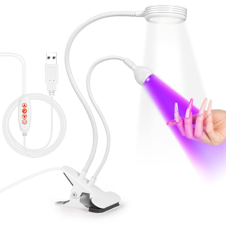 Nail Lamp LED Nail Manicure Dryer Curing Light with Black Gooseneck and Clamp for Gel Nails