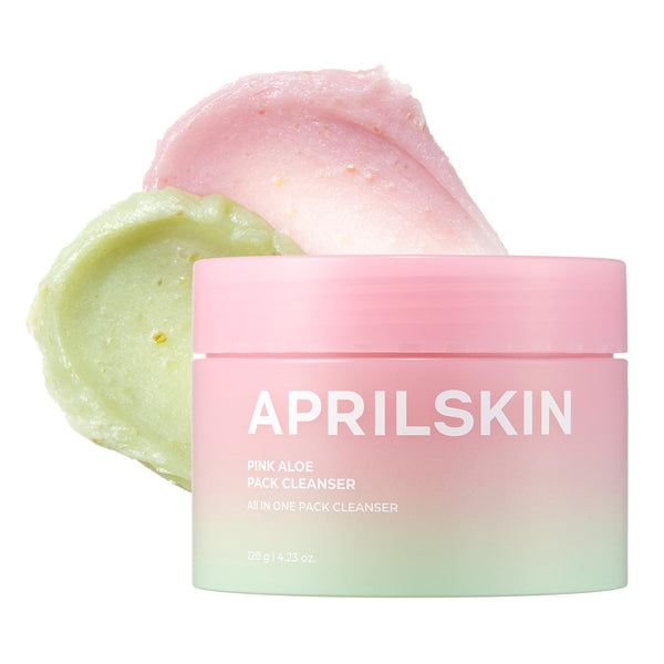 Pink Aloe Facial Polish Cleanser | Gentle Exfoliation with Mungbean & Soybean Scrub | Removes Waterproof Makeup & Sunscreen | Non-Comedogenic Cleanser for All Skin Types | Korean Skincare