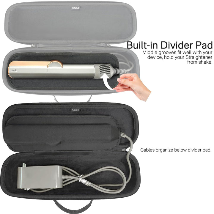 Hard Storage Case Compatible with Dyson Airstrait Straightener, Travel Carrying Bag. (Case Only). - Black(Black Lining)