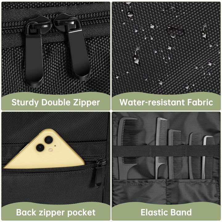 Large Capacity Hairdresser Bag with Adjustable Dividers, Barber Carrying Bag Barber Travel Case Organizer for Clippers and Supplies, Holds Various Hair Cutting Tools