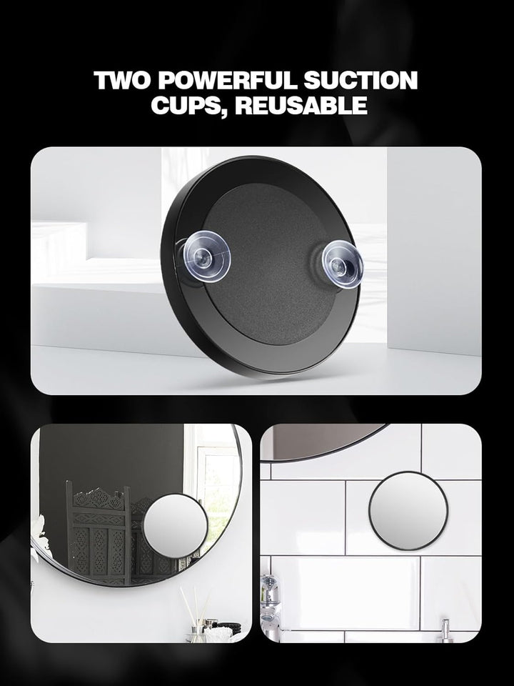 20X/30X/40X Magnifying Mirror with Suction Cups and Tweezers Set, 3.5 Inches Travel Magnified Makeup Mirror, Black, 3PCS