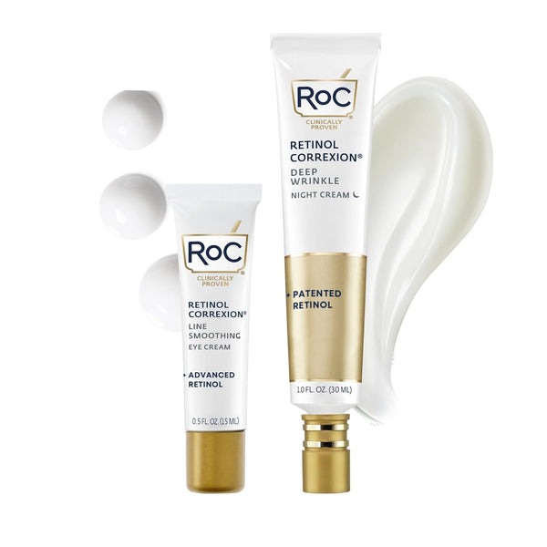 Retinol Correxion Value Set Duo, Deep Wrinkle Anti-Aging Night Face Cream + under Eye Cream for Dark Circles & Puffiness - Retinol Eye Care