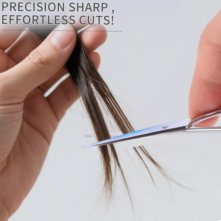 2PCS Small Grooming Scissors for Men and Women, Facial Hair Trimming Scissors with Straight & Rounded Safety Tips for Eyebrows, Nose Hair, Beard, Mustache, Eyelashes, and Ear Hair - Silver & Black