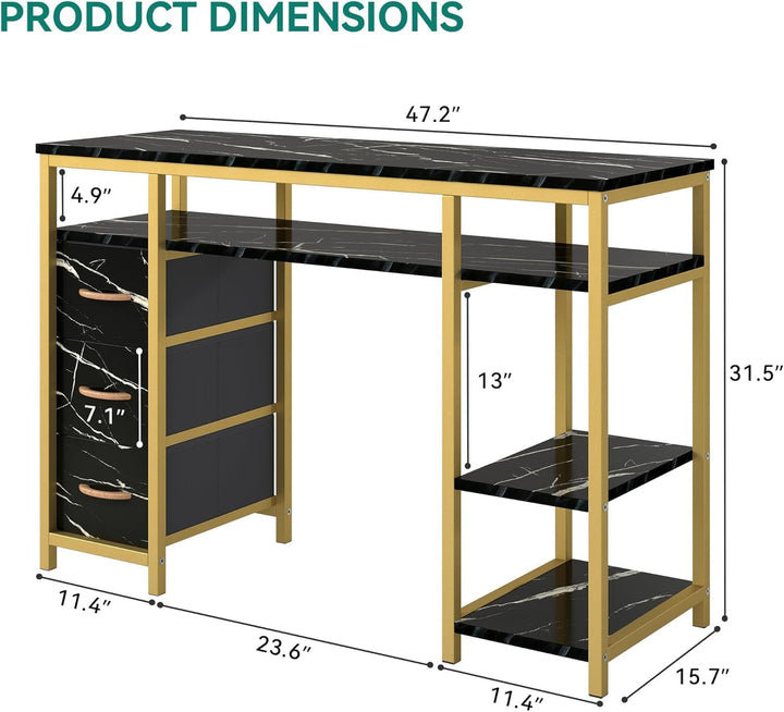 Manicure Table with 3 Drawers, 47.2In Nail Desk with Storage for Salons & Home Spas, Durable & Functional Design
