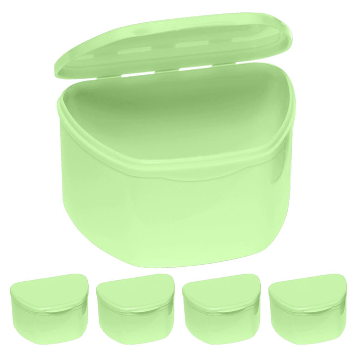 Denture Cases 5 Color Pack - Dental Box for Artificial Teeth, Mouth Guard, Night Guard, Gum Shields, Retainer - Denture Bath Container for Women and Men - Travel Denture Cup by