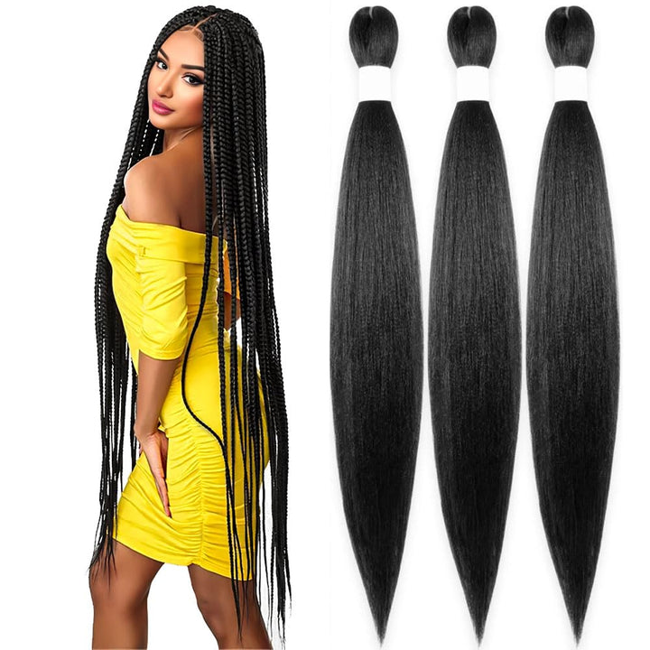 Purple Braiding Hair 20 Inch Pre Stretched Hair Long Straight Crochet Braids Yaki Texture Synthetic Fiber 4 Packs (Dark Purple)