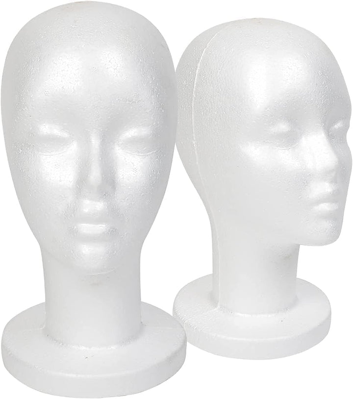 11.4-Inch Styrofoam Mannequin Head (1 Pack) - White Foam Wig Stand for Wigs, Hats, Masks, Hairpieces, Arts, Crafts, DIY Projects, Salon Display, and Travel Use