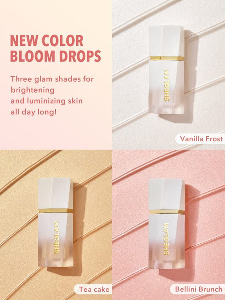 Glow Bloom Liquid Waterproof Highlighter Long Lasting Cream Highlighter with Shimmer Dewy Finish - Vanilla Frost