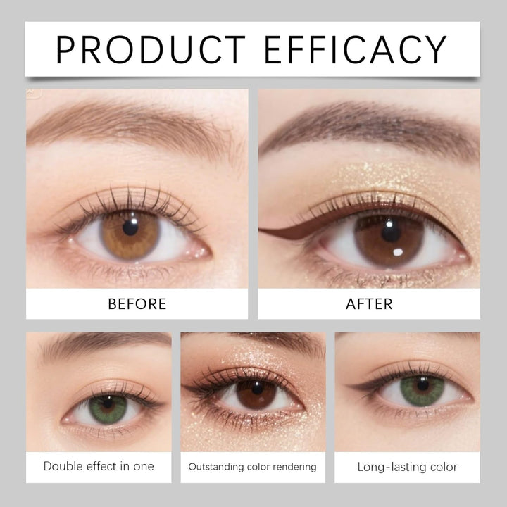 Shadow Liner Duo Plum: 2-In-1 Waterproof Eyeliner & Eyeshadow Stick, Smooth & Easy to Apply for Smoky or Natural Looks 6 Colors (2PCS-D)