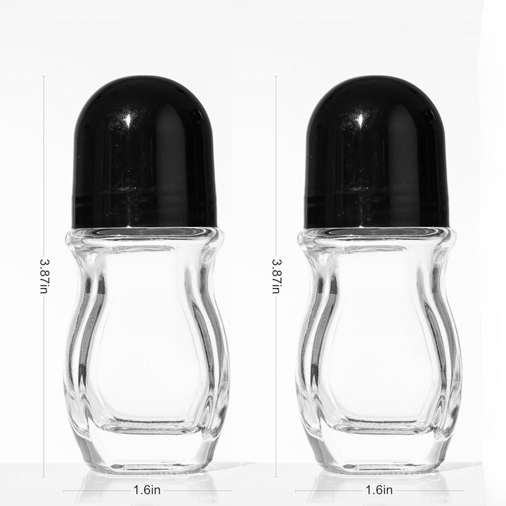 2 Pcs Glass Empty Roller Bottles, Deodorant Containers, Empty Roller Ball Bottles for Essential Oils Perfume Cosmetics (30Ml) (2Pcs Oval)