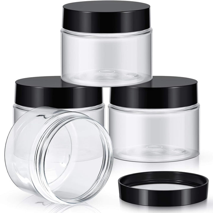 4 Pieces round Wide-Mouth Leak Proof Plastic Container Jars with Lids for Travel Storage Makeup Beauty Products Face Creams Oils Salves Ointments DIY Making(1 Ounce,White)
