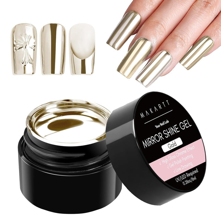 3D Gel Nail Art: Clear 3D Painting Gels for Chrome Powder, 3D Sculpting No Wipe for Gel Nail Polish, 3D Carving Drawing Gels for Nails Art at Home & Salon DIY 0.28 Fl.Oz