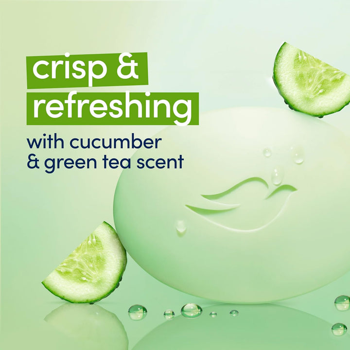 Dove Beauty Bar Soap Cool Moisture Cucumber & Green Tea Scent, 8 Bars for Refreshed Skin, Leaves Skin Refreshed 3.75 Oz