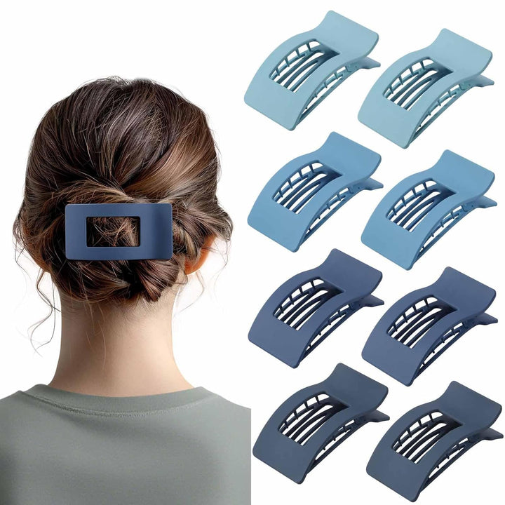 8 Pack French Flat Hair Clips for Women – Large Matte No-Slip Claw Clips for Thick & Thin Hair, Strong Hold Styling Barrettes Accessories (Neutral)