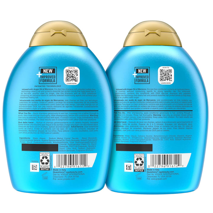 Renewing + Argan Oil of Morocco Shampoo & Conditioner Set, Damage Repairing Shampoo & Conditioner Helps Strengthen & Repair Dry, Damaged Hair, Sulfate-Free Surfactants, 13 Fl. Oz, 2 Pack