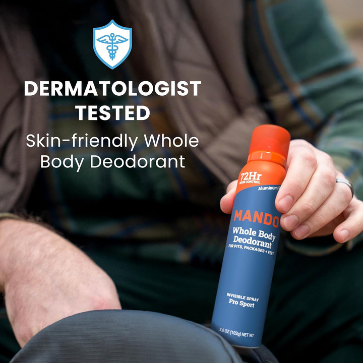 Whole Body Deodorant for Men - Invisible Spray Deodorant - 72 Hour Odor Control - Low Irritation Formula - Aluminum Free, Benzene Free - 3.6 Ounce Cans (Pack of 2) - Pro Sport