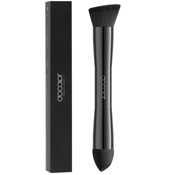 Dual-Ended Hairline Powder Brush, Hair Contour Brush with Sponge Tip, Makeup Brush for Seamless Blending, for Hair Contouring, Root Touch-Ups, and Beard Coverage Vegan & Cruelty-Free