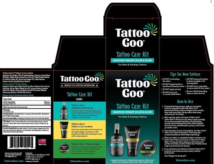 Aftercare Kit Includes Antimicrobial Soap, Balm, and Lotion, Tattoo Care for Color Enhancement + Quick Healing - Cruelty-Free, Petroleum-Free, Tattoo Artist Gifts (3 Piece Set)